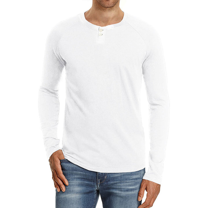 Herrer langærmet skjorte med moderne Henley-udskæring og komfortabel pasform Stilla