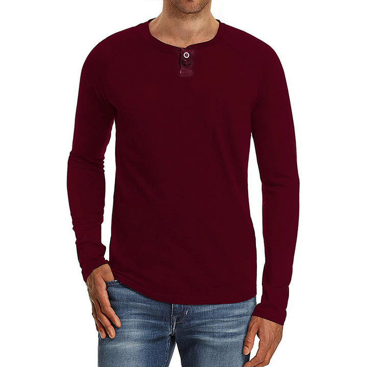 Herrer langærmet skjorte med moderne Henley-udskæring og komfortabel pasform Stilla