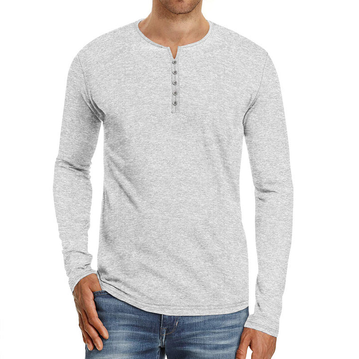 Herrer langærmet skjorte med moderne Henley-udskæring og komfortabel pasform Stilla