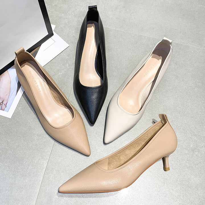 Dame elegante spidsede Kitten Heel Pumps Stilla