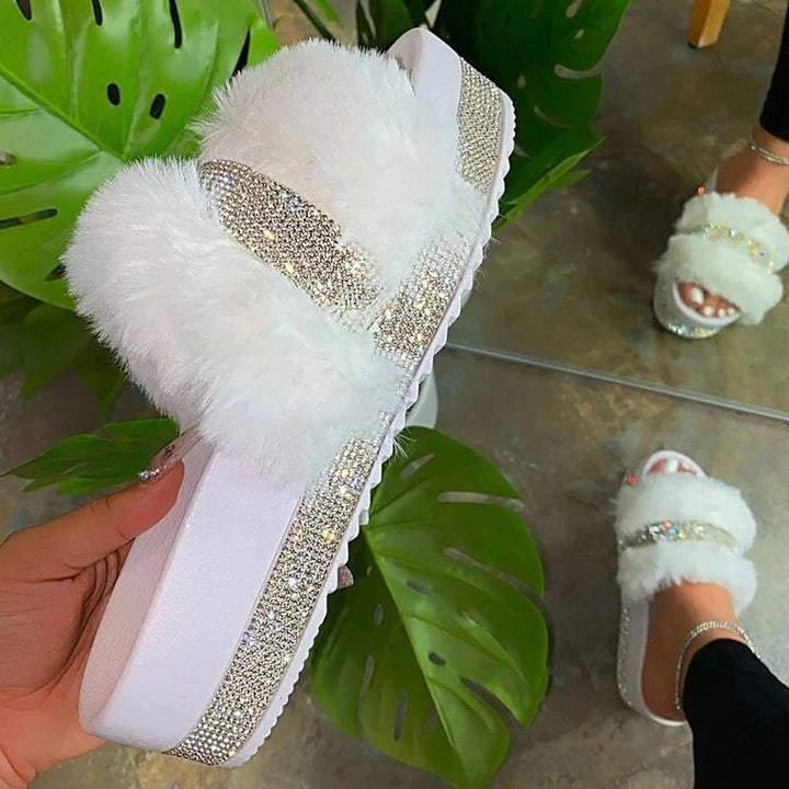 Dame mode Flauschoverpants med glitrende accent Stilla