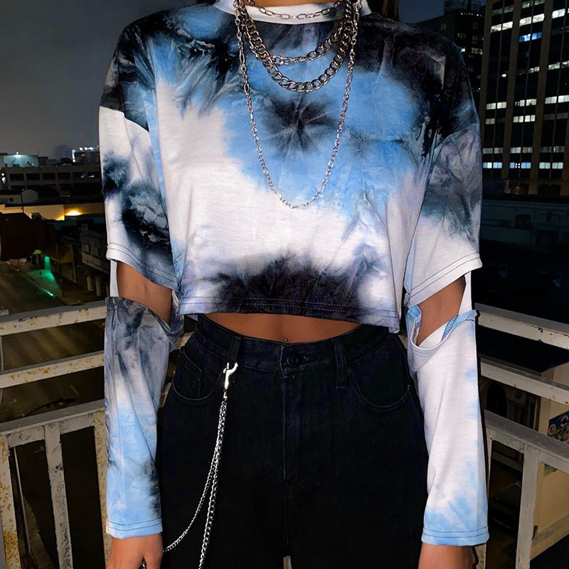 Dame Cropped Langærmet med Cut-Out ærmer Stilla