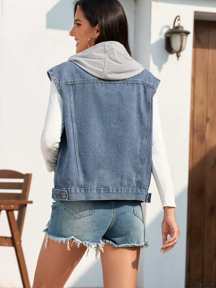 Stilla | Knapstrækket Hættetrøje Denim Jakke