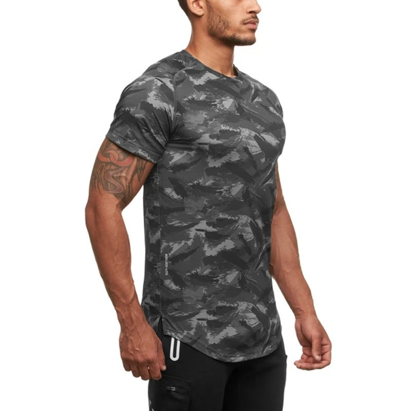 Herrer Sporty T-shirt med unikt camouflage-mønster Stilla