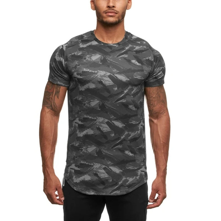 Herrer Sporty T-shirt med unikt camouflage-mønster Stilla