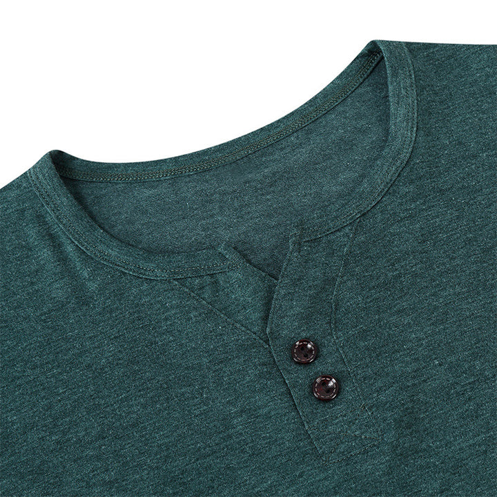 Herrer Langærmet-Henley Skjorte med klassiske knapper og moderne snit Stilla