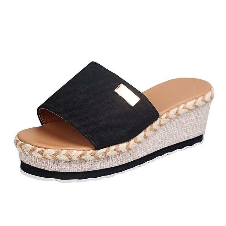 Dame Plateau-Sandaler med trendy Bast-design Stilla