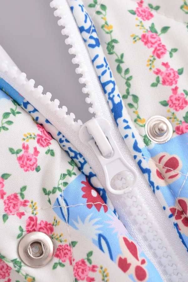 Stilla | Ståkrave Langærmet Blomsterprint Bomuldsjakke