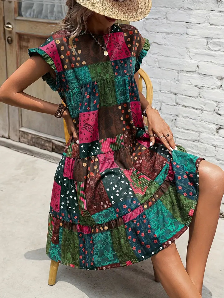 Stilla | Sommer Patchwork Kjole Gennemsigtig, Stilfuld Og Perfekt Til Ferie