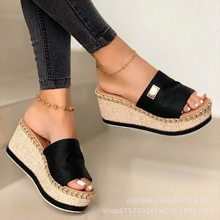 Dame Plateau-Sandaler med trendy Bast-design Stilla