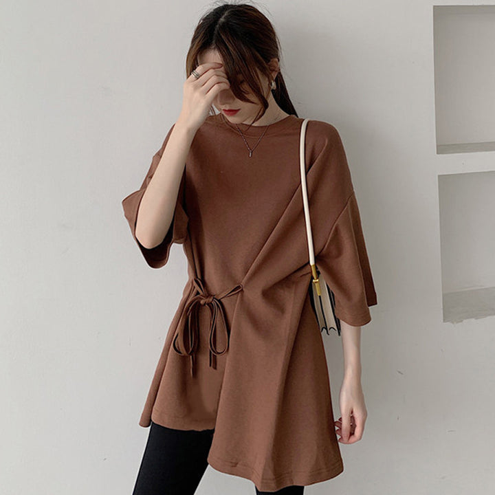 Femme Casual Krawatten-Front Tunika Top Stilla