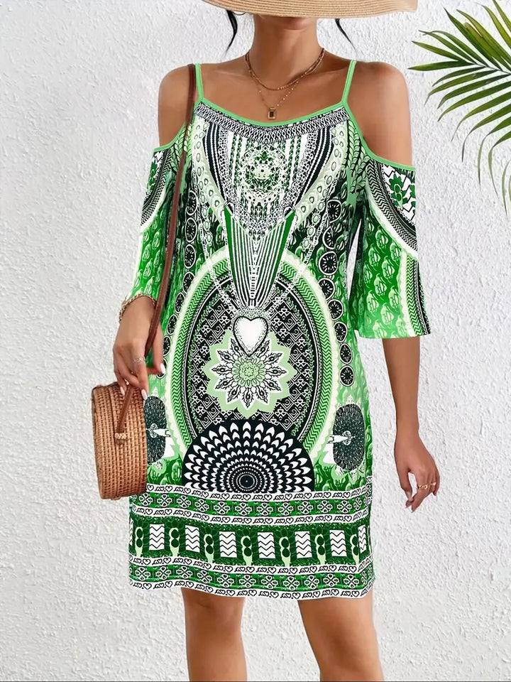 Stilla | Sommerkjole Bohemian Uden Ærmer Med V-Udskæring Og Strandstil Polyester