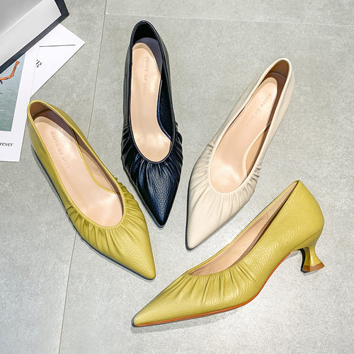Dame elegante spidsede Kitten Heel Pumps Stilla