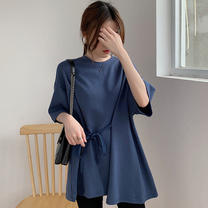 Femme Casual Krawatten-Front Tunika Top Stilla