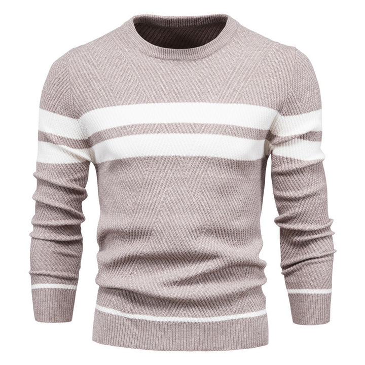 Herrer strikkepullover med moderne vaffelmønster og elegante striber Stilla
