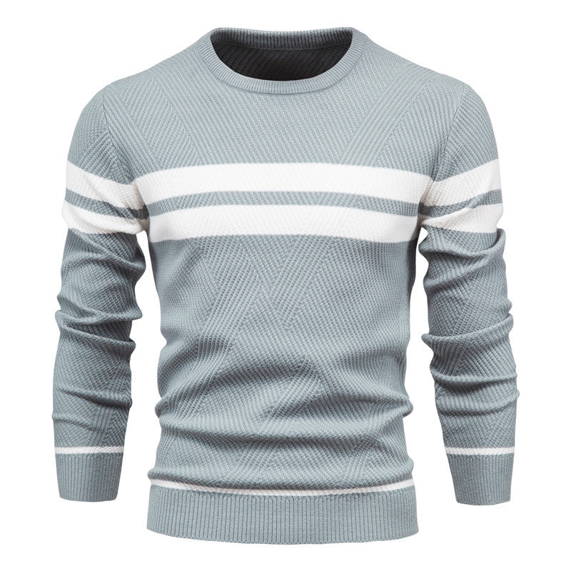 Herrer strikkepullover med moderne vaffelmønster og elegante striber Stilla