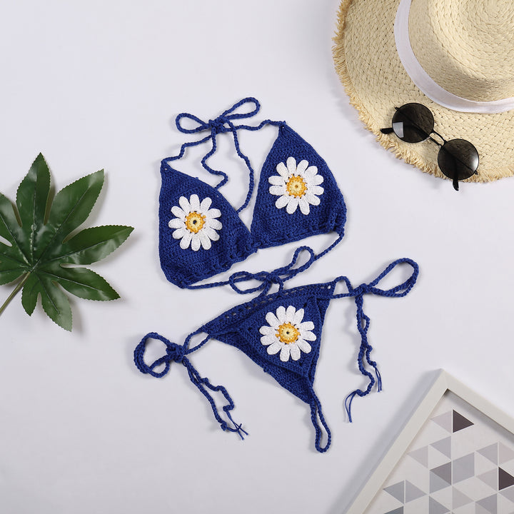 Dame Bikiniset med blomsterhæklemønster Skovae