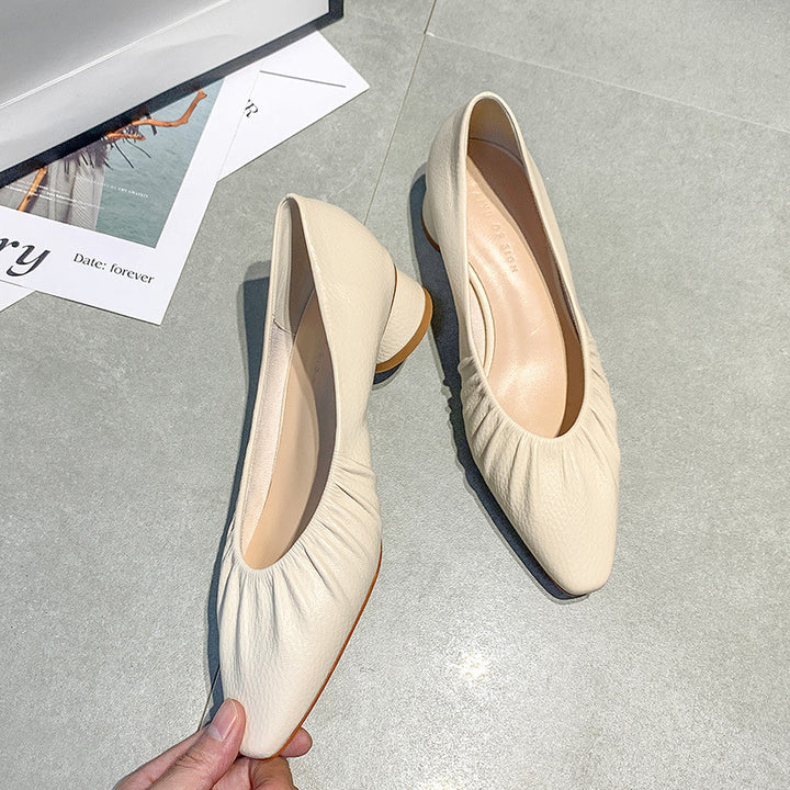 Dame Elegant Blok-hæls Slip-On Ballerinas Stilla