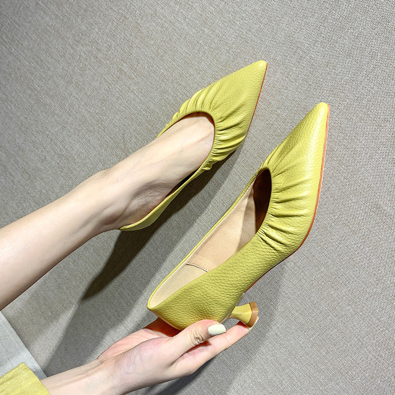 Dame elegante spidsede Kitten Heel Pumps Stilla