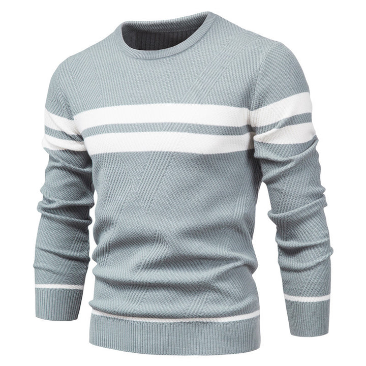 Herrer strikkepullover med moderne vaffelmønster og elegante striber Stilla