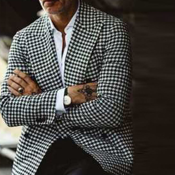 Herre elegant dobbeltradet blazer i moderne hørmønster Stilla