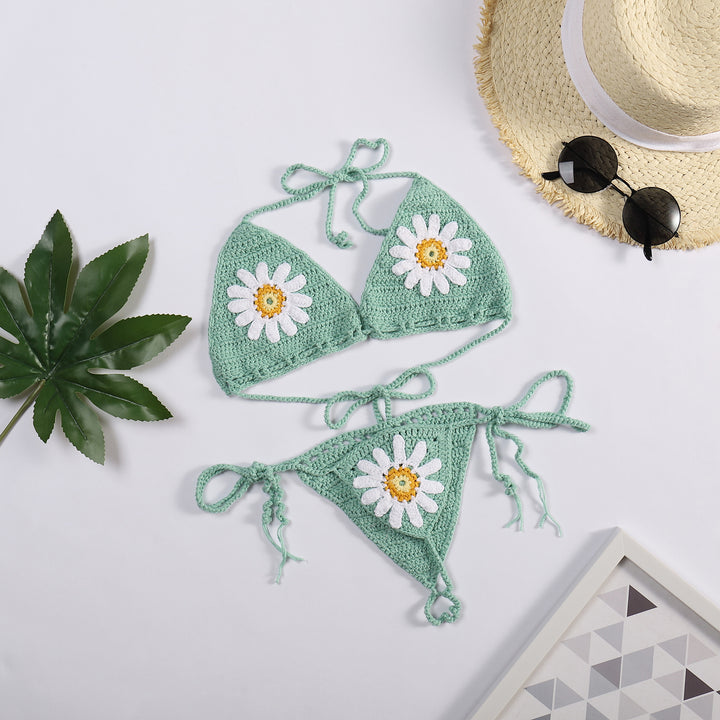 Dame hækle-bikini-sæt med florale applikationer Stilla