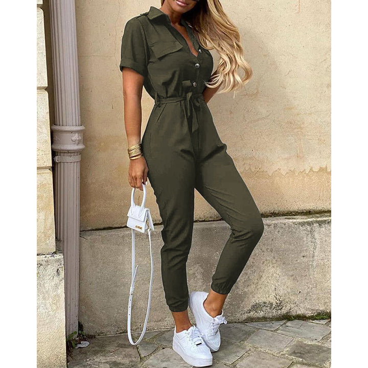 Dame Elegant Jumpsuit med justerbar taljebælte og lommer Stilla