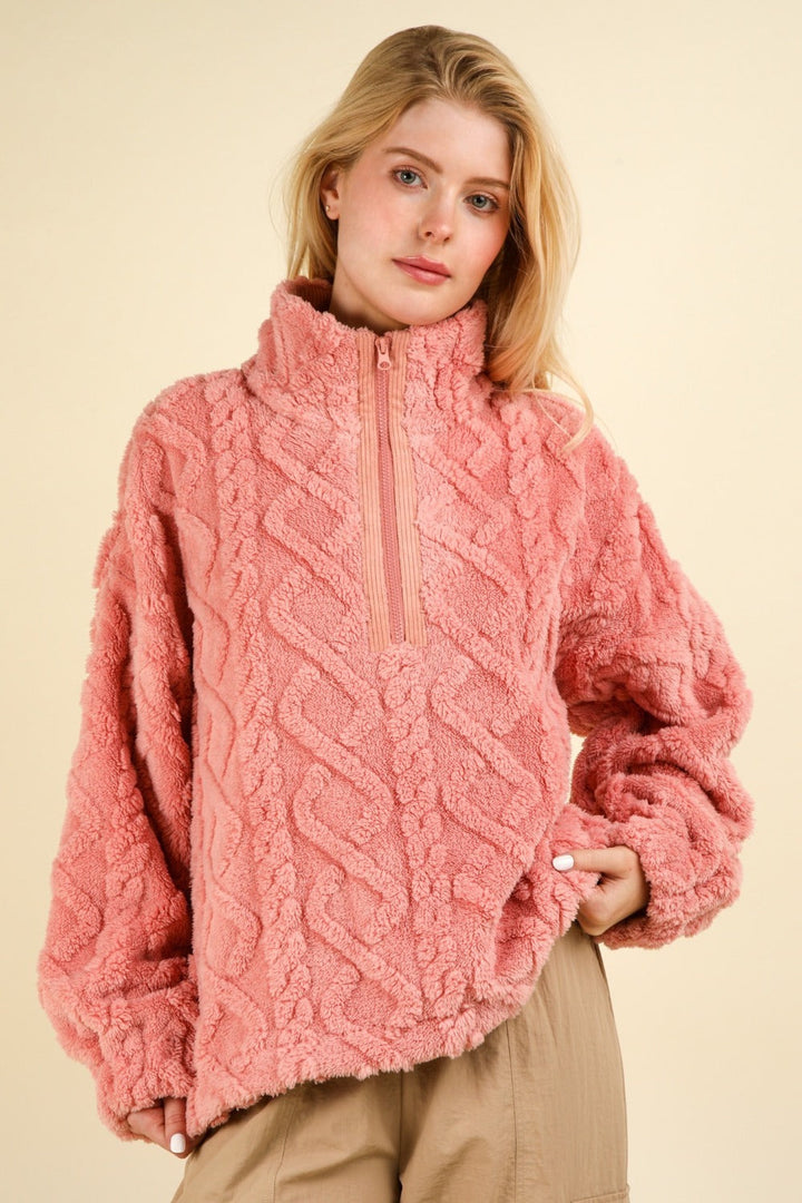 Stilla | Sweatshirt Med Halv Lynlås Af Blødt, Krøllet Fleece