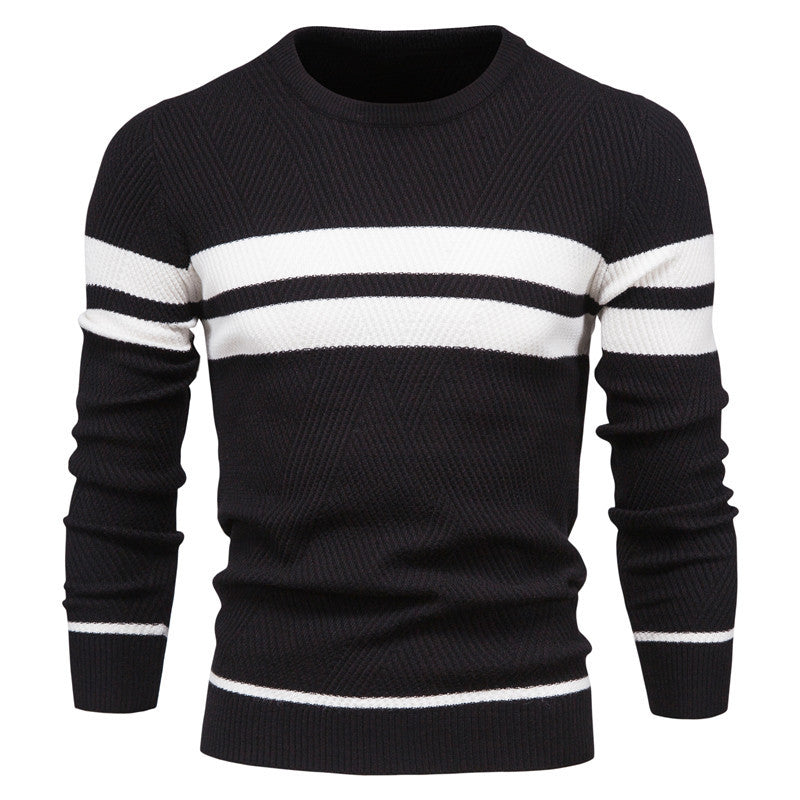 Herrer strikkepullover med moderne vaffelmønster og elegante striber Stilla
