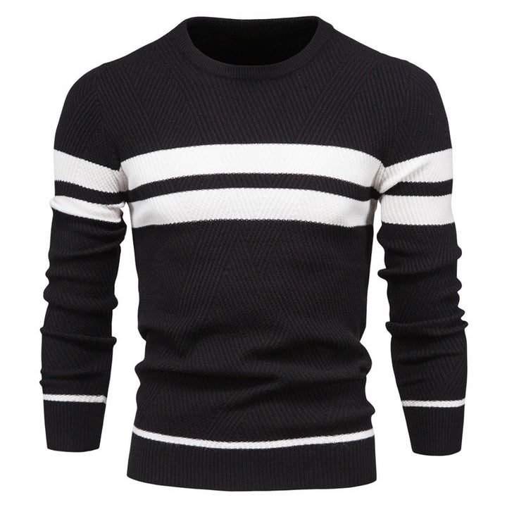 Herrer strikkepullover med moderne vaffelmønster og elegante striber Stilla