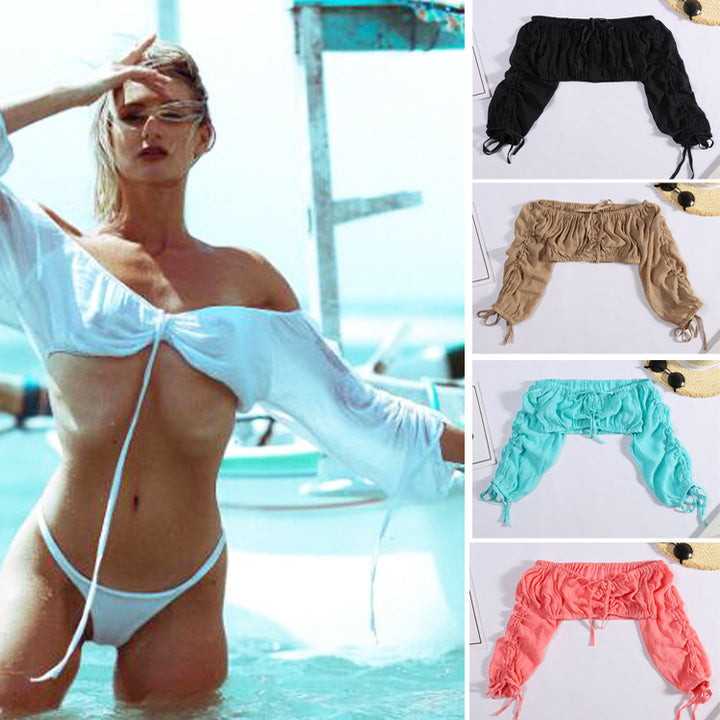Dame Off-Shoulder Bluse med Rynke og Snortræk Stilla