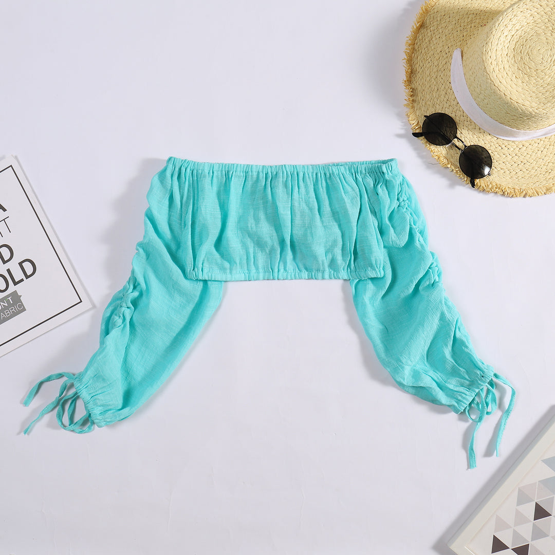 Dame Off-Shoulder Bluse med Rynke og Snortræk Stilla