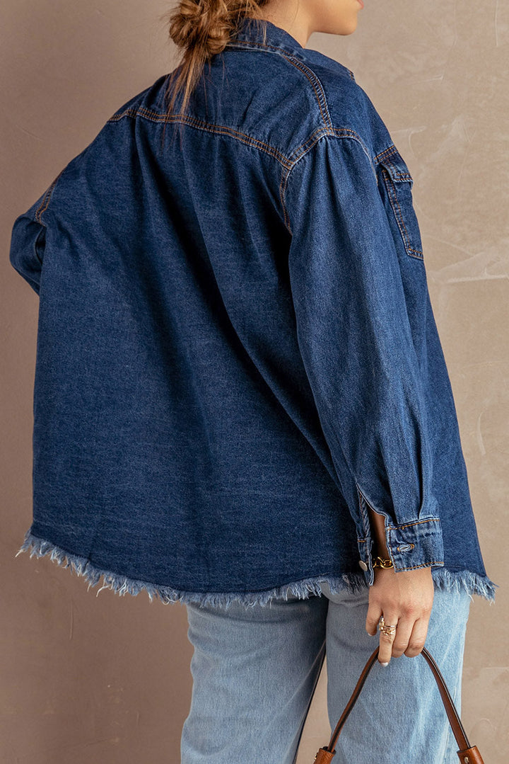 Stilla | up Pocketed Raw Hem Denim Jakke