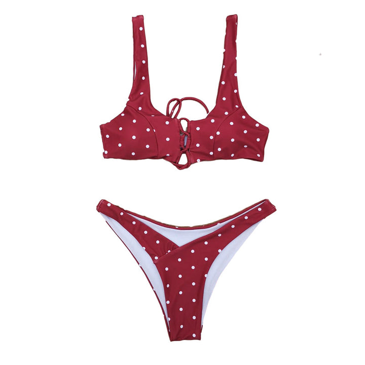 Dame Triangel-Bikini med legende prikkedesign og justerbart strop-system Skovae
