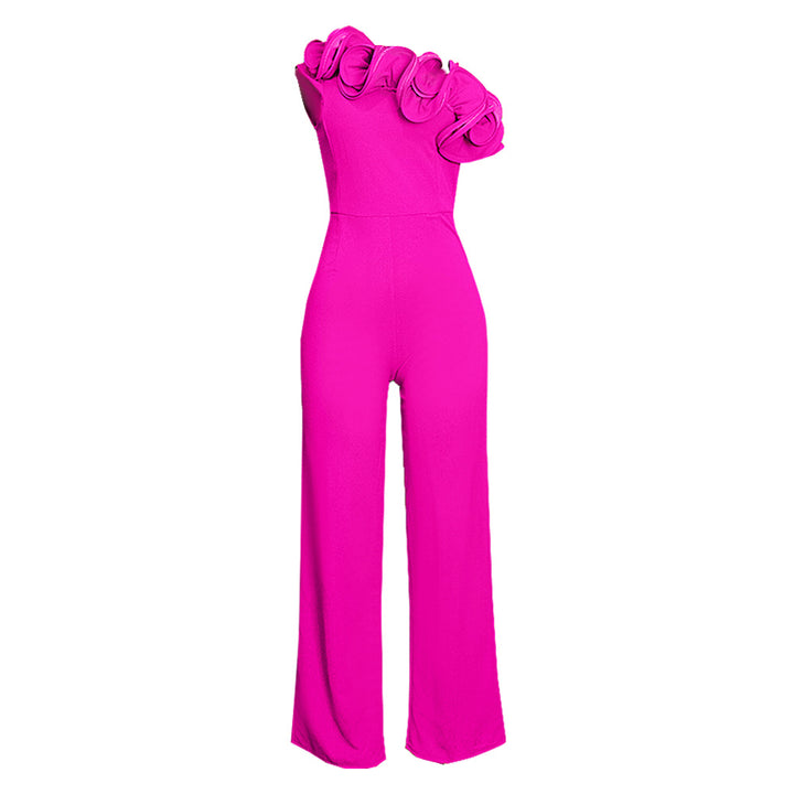 Dame ensidig jumpsuit med elegante flæser Skovae