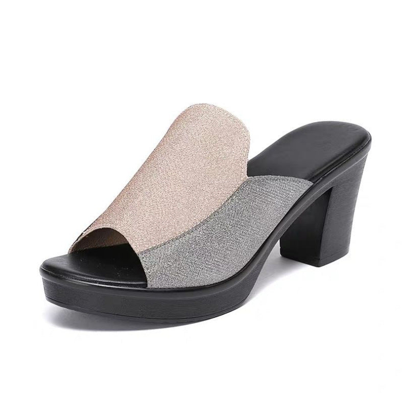 Dame elegante højhælede mules med funklerende design og komfortabel fodseng Stilla