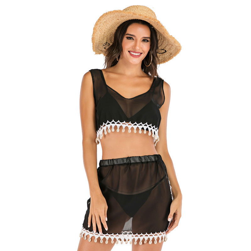 Damer Cropped Top og Mininederdel-sæt med Fransen Stilla