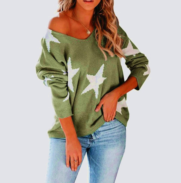 Dame casual sweater med moderne stjernemønster Stilla