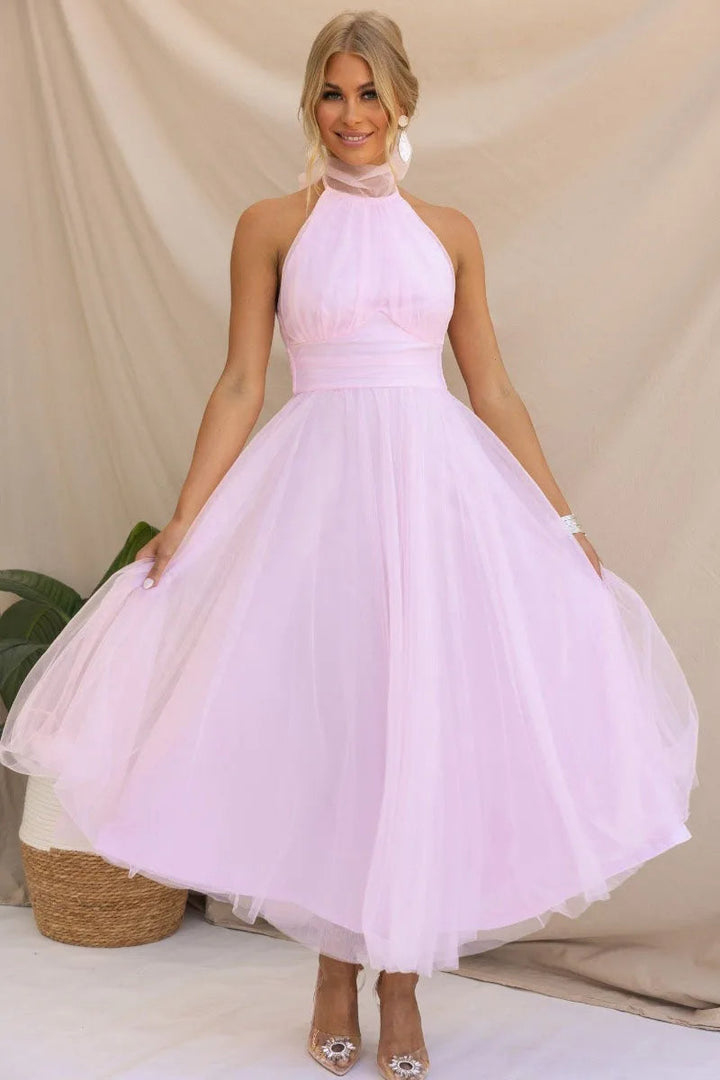 Stilla | Halter Tulle Mid Kjole