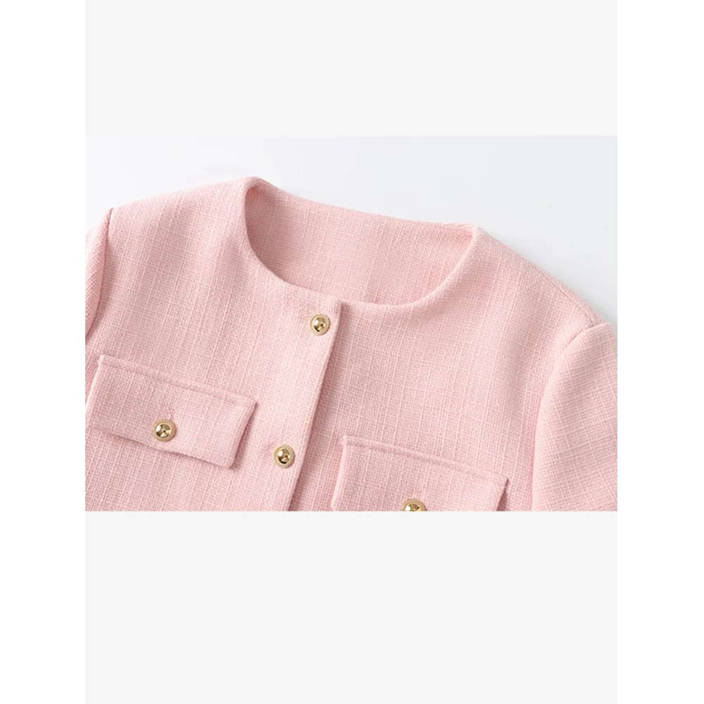 Stilla | Elegant Flyverbluse med Dobbelt Frontlommer og Knaplukning
