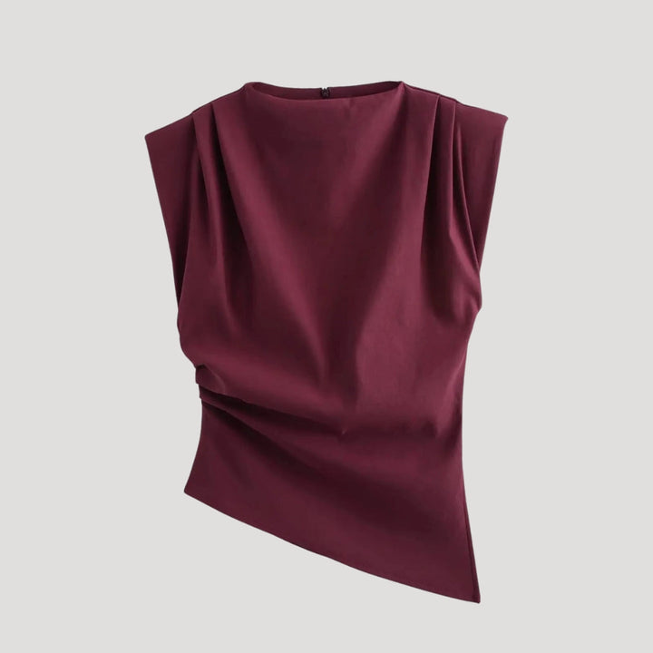 Stilla | Asymmetrisk Draperet Ærmeløs Bluse