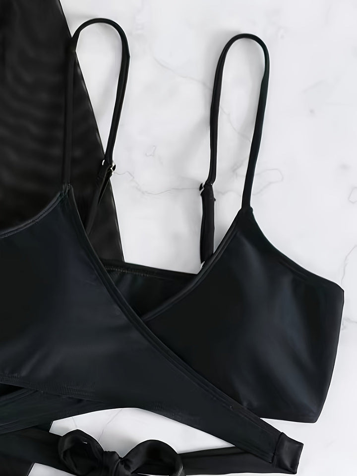 Stilla | 3 Delt Bikinisæt Til Kvinder Badedragt Med Høj Talje Og Udsnit Gennemsigtig Mesh