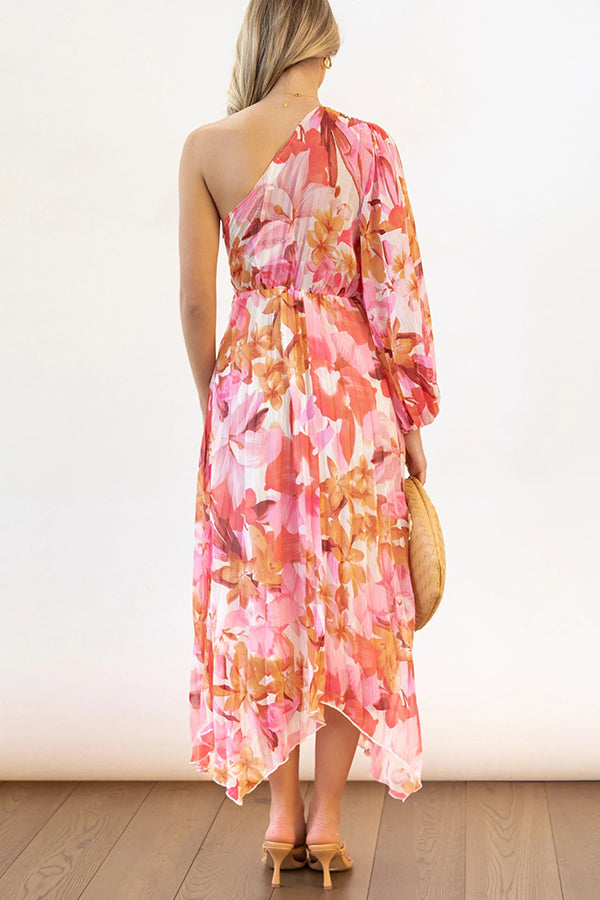 Stilla | Bloom Your Own Way One Shoulder Plisseret Midi Kjole