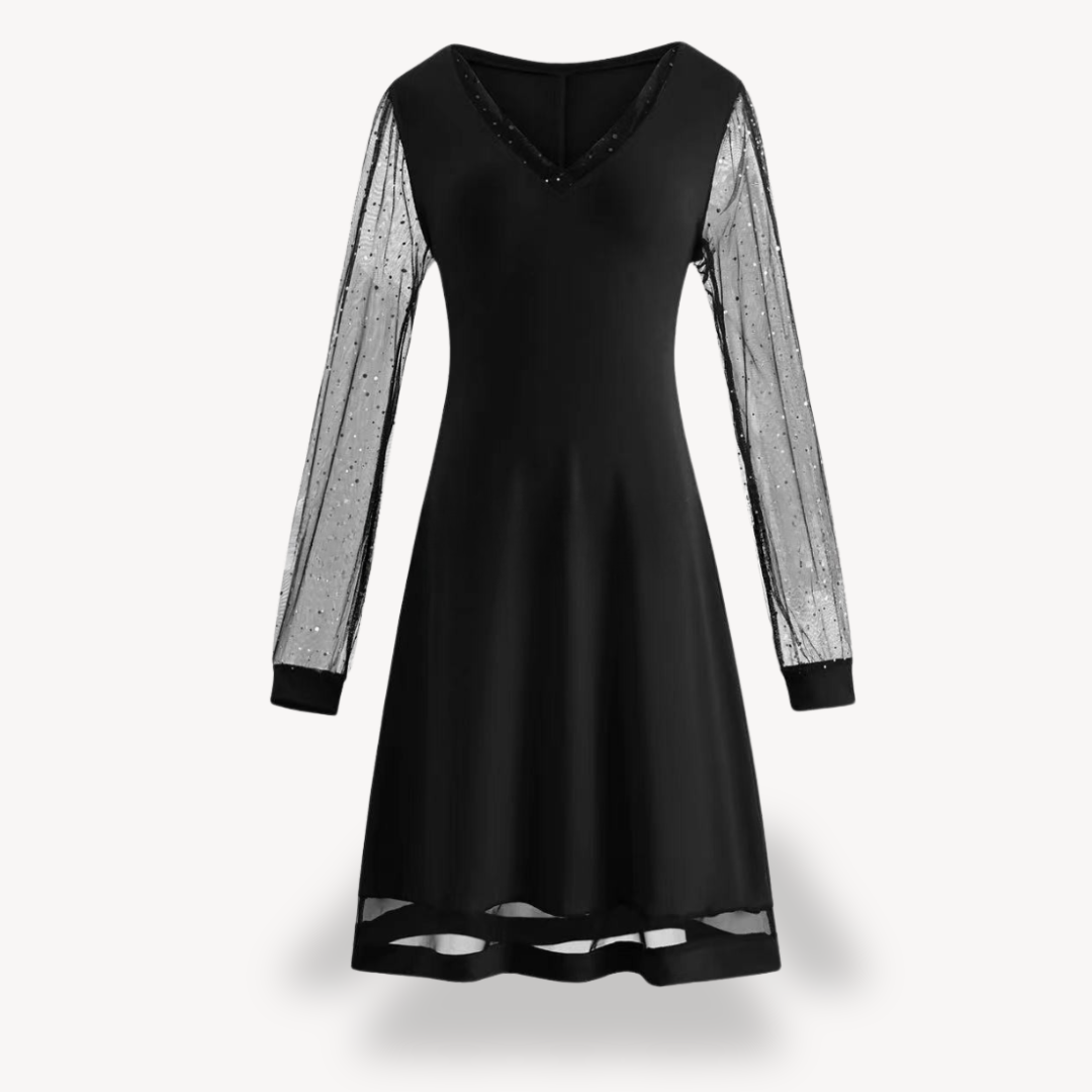 Stilla | Kvinders Sorte Chiffon Festkjole