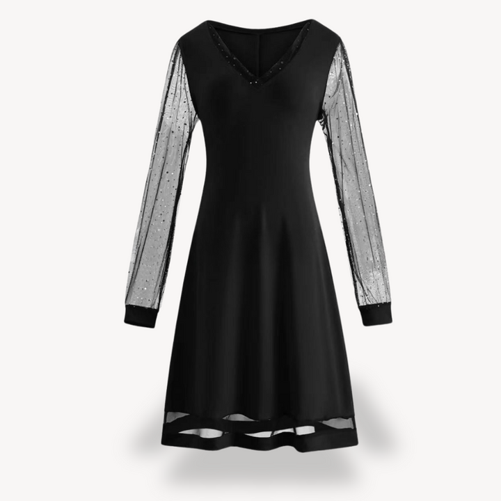 Stilla | Kvinders Sorte Chiffon Festkjole