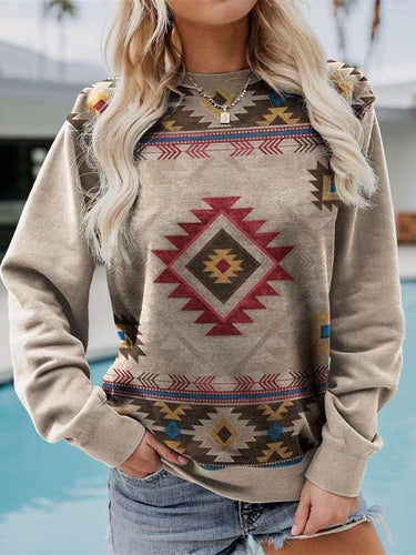 Stilla | Afslappet Grafisk Langærmet Rundhalsæt Sweatshirt