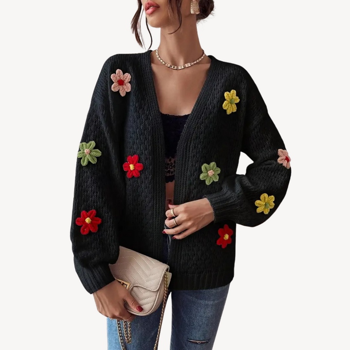 Stilla | Floral Broderet Cardigan til Damer
