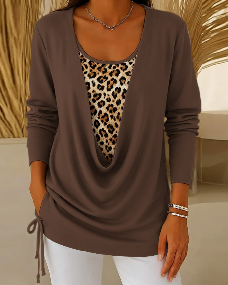Stilla | Shirt Fake To-delt Snøring Leopardmønster