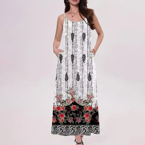 Stilla | Elegante Trykt Lang Kjole