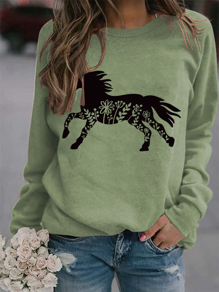 Stilla | Crew Neck Langærmet Dyreprint Sweatshirt